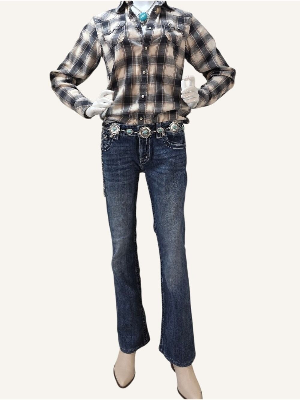 Miss Me Western Glam Bootcut Jeans 30 Y2K Cowgirl Bling Denim